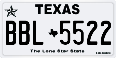 TX license plate BBL5522
