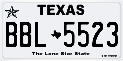 TX license plate BBL5523