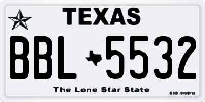 TX license plate BBL5532