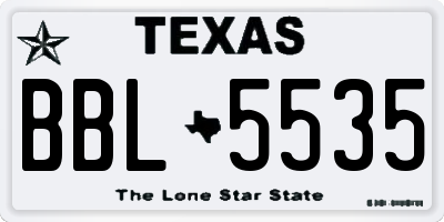 TX license plate BBL5535