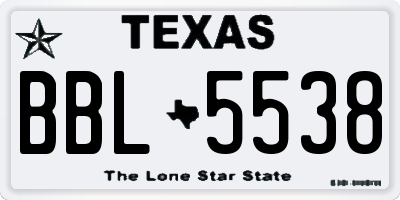 TX license plate BBL5538