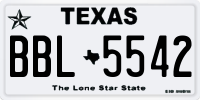 TX license plate BBL5542
