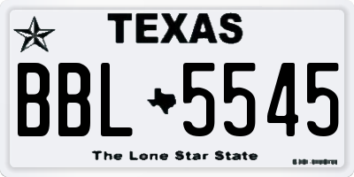 TX license plate BBL5545