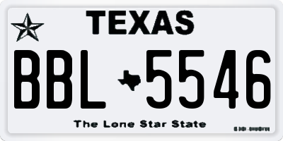 TX license plate BBL5546