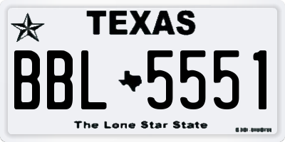 TX license plate BBL5551
