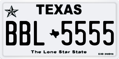 TX license plate BBL5555