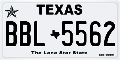 TX license plate BBL5562