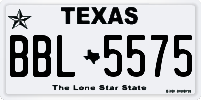 TX license plate BBL5575