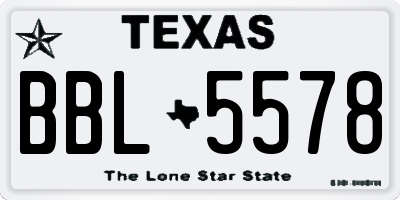 TX license plate BBL5578