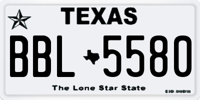 TX license plate BBL5580