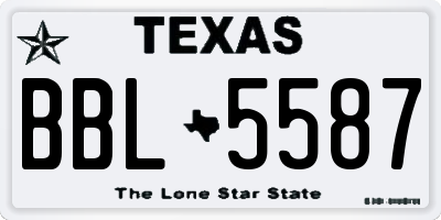 TX license plate BBL5587