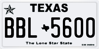 TX license plate BBL5600