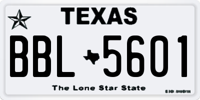 TX license plate BBL5601