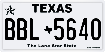 TX license plate BBL5640