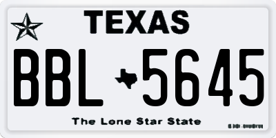 TX license plate BBL5645