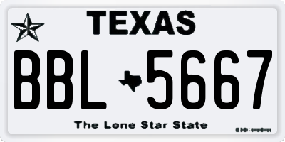 TX license plate BBL5667