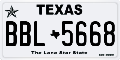 TX license plate BBL5668