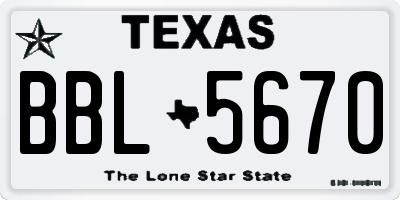 TX license plate BBL5670