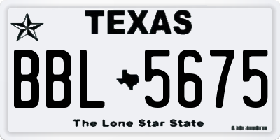 TX license plate BBL5675