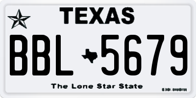 TX license plate BBL5679