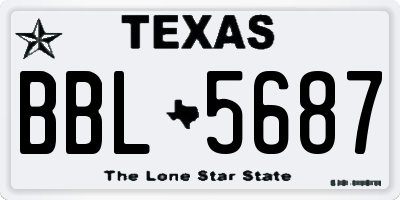 TX license plate BBL5687