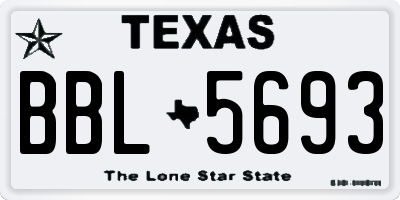 TX license plate BBL5693