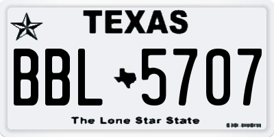 TX license plate BBL5707