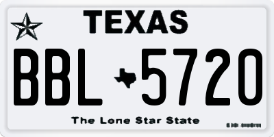 TX license plate BBL5720