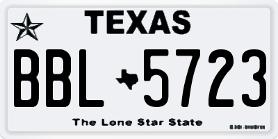 TX license plate BBL5723