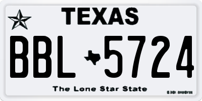 TX license plate BBL5724