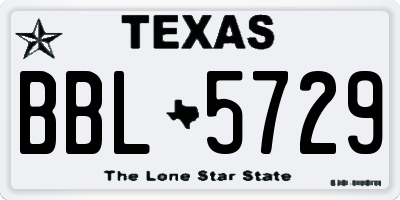 TX license plate BBL5729