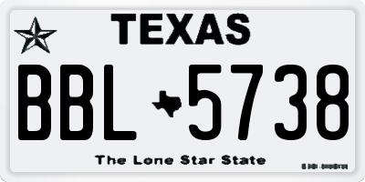 TX license plate BBL5738