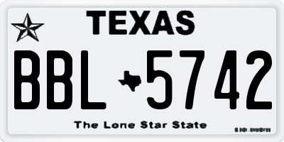 TX license plate BBL5742
