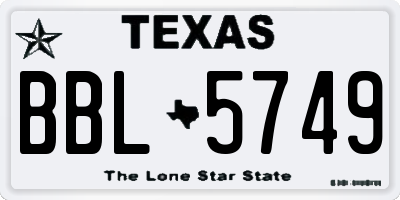 TX license plate BBL5749