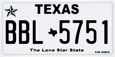 TX license plate BBL5751