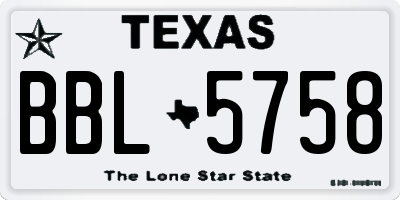 TX license plate BBL5758