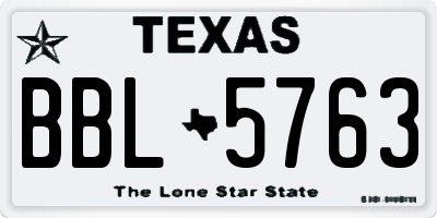 TX license plate BBL5763