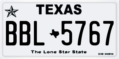 TX license plate BBL5767