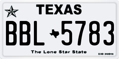 TX license plate BBL5783