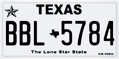 TX license plate BBL5784