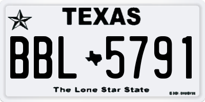 TX license plate BBL5791