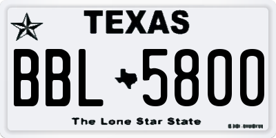 TX license plate BBL5800