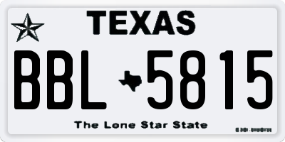 TX license plate BBL5815