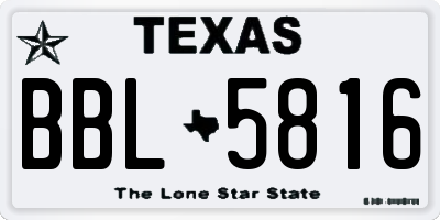 TX license plate BBL5816