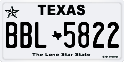 TX license plate BBL5822