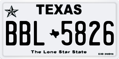 TX license plate BBL5826