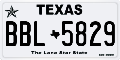 TX license plate BBL5829