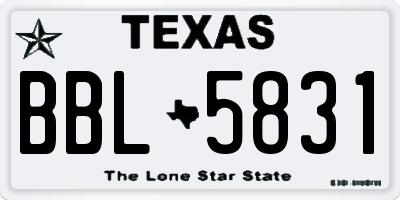TX license plate BBL5831