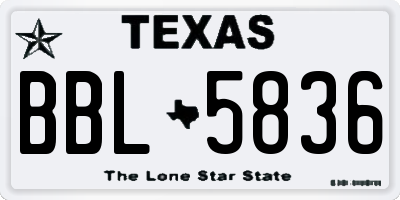 TX license plate BBL5836