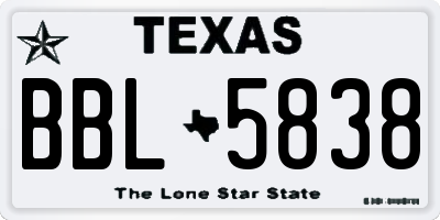 TX license plate BBL5838
